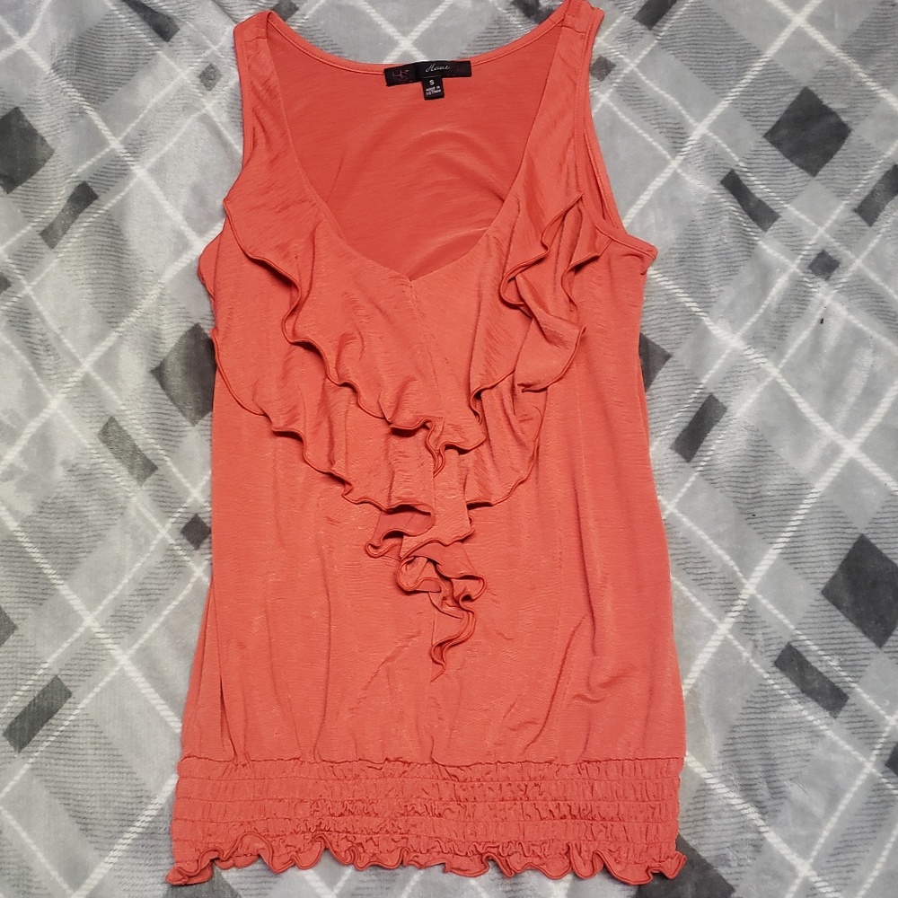 Orange ruffled tank top